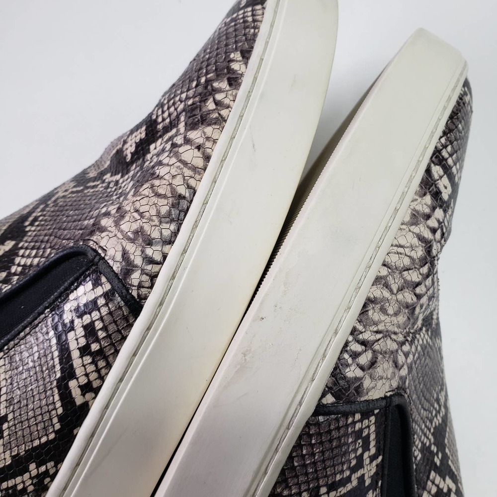 Vince Garvey Slip On Leather Snake Print Shoes Women's 9.5 Black Grey Ivory - Picture 7 of 12